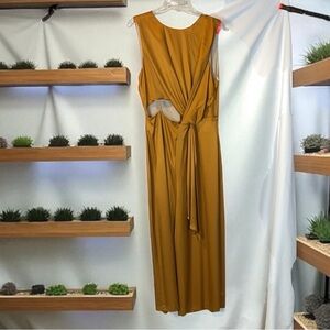 Topshop gold cutout sleeveless flared leg jumper Sz 12